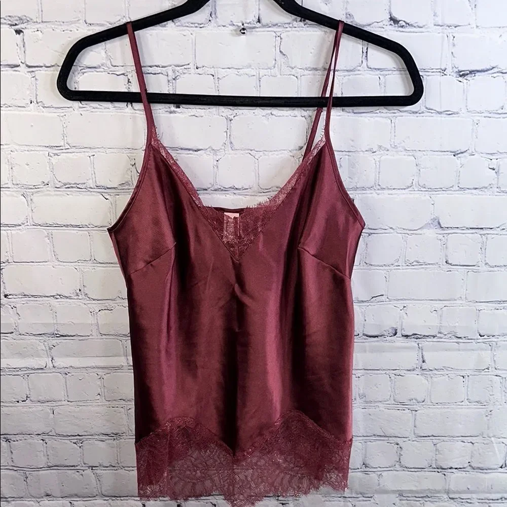 🌹 Victoria’s Secret Sleep Camisole - Maroon - Silky and Lacey - Size Small